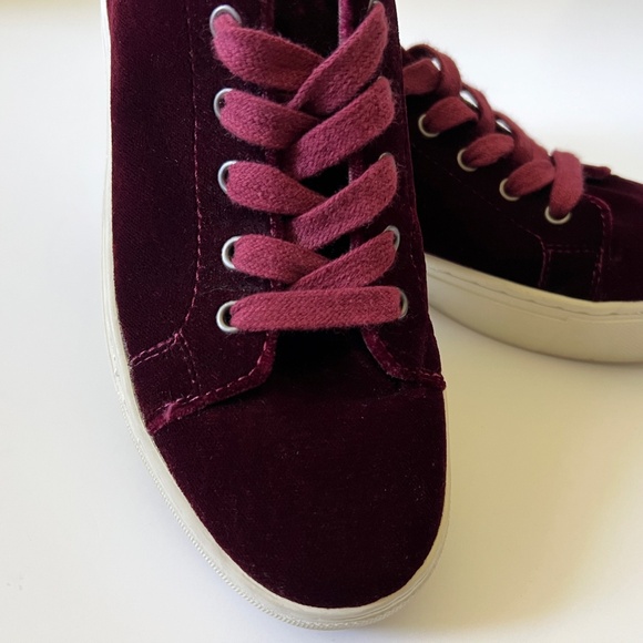 Zara Burgundy Velvet Sneakers Size 6 - Picture 3 of 7